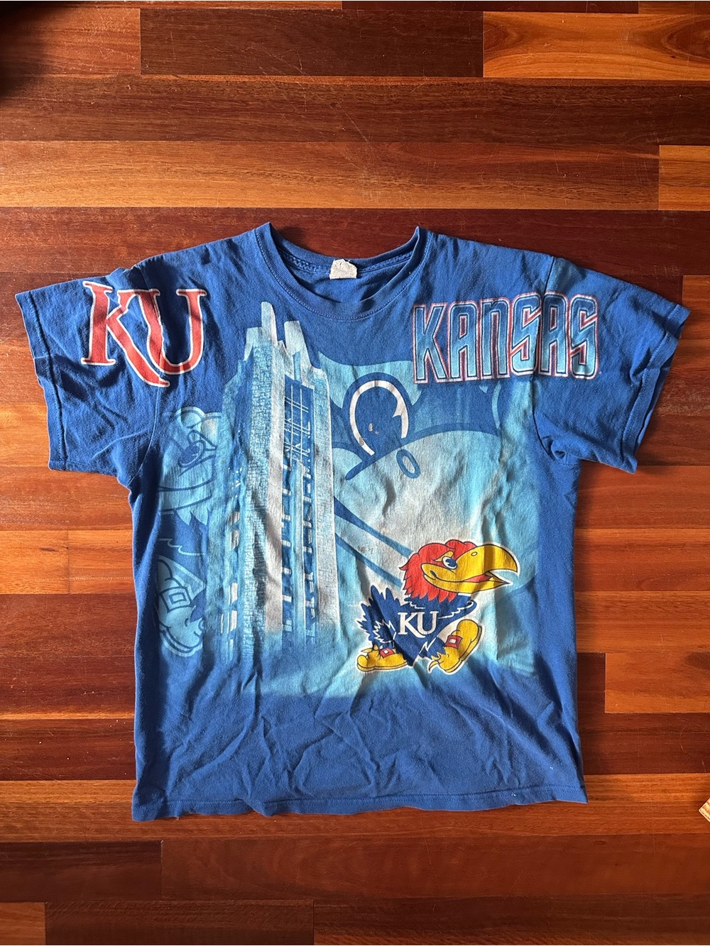 VINTAGE Kansas Jayhawks Blue Graphic T-Shirt
